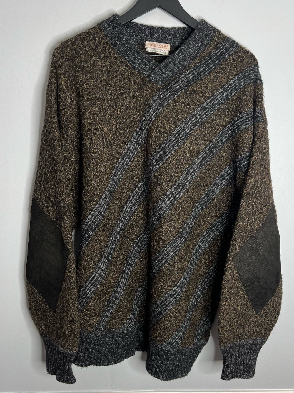 Vintage Loewe Wool-Blend Sweater Brown Grey Made In Italy